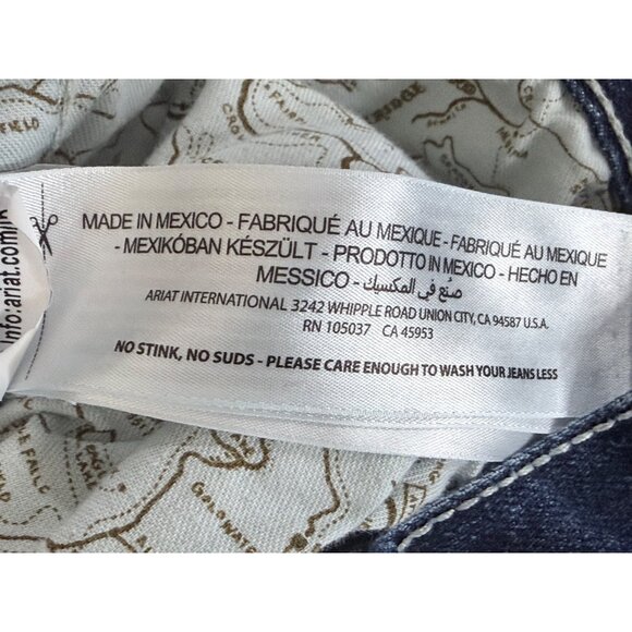 Ariat M4 Mens Relaxed Boot Cut Jeans Size 42 X 34 Blue Denim Whickered Western C - Picture 8 of 14